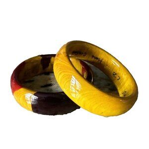 Cypress Wood Bangle Bracelet 3.25" Handcrafted Huppke Rice L70 Boho Cottage Core